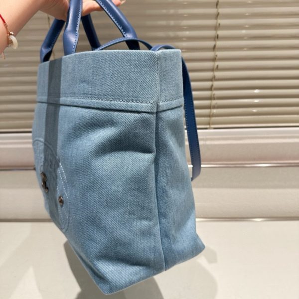 CHANEL PARIS BOOK TOTE TWO WAY SHOULDER BAG DENIM BLUE 35CM