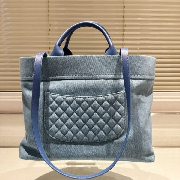 CHANEL PARIS BOOK TOTE TWO WAY SHOULDER BAG DENIM BLUE 35CM