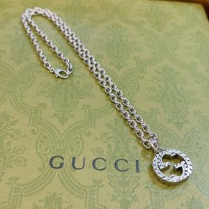 GUCCI INTERLOCKING PENDANT NECKLACE SILVER ‎455307 J8400 0811