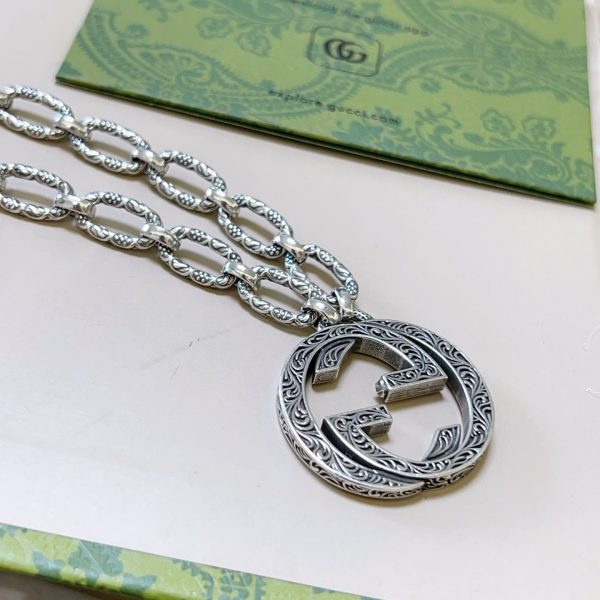 GUCCI ARABESQUE INTERLOCKING G CHAIN NECKLACE STERLING SILVER