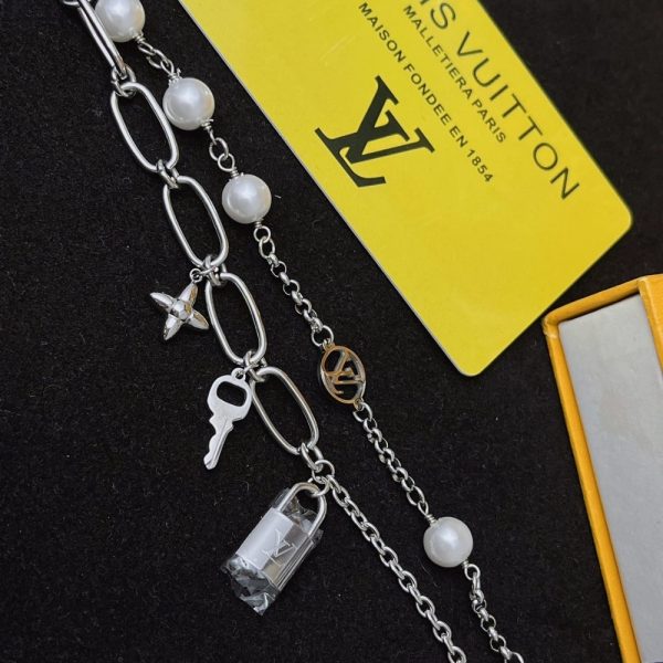 LOUIS VUITTON LV MIX CHAINS ARMBAND SILVER M1380A