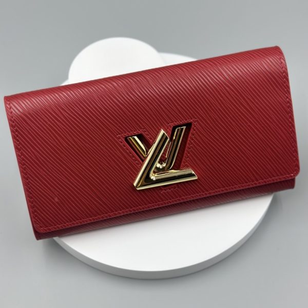 LOUIS VUITTON COQUELICOT EPI LEATHER TWIST WALLET RED 19CM