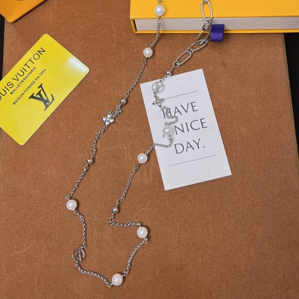 LOUIS VUITTON LV MIX CHAINS NECKLACE SILVER M02516