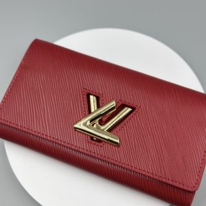 LOUIS VUITTON COQUELICOT EPI LEATHER TWIST WALLET RED 19CM