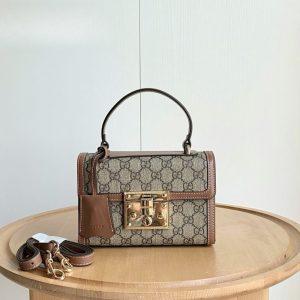 GUCCI PADLOCK SMALL TOP HANDLE BAG BROWN 20CM ‎838999 FAD6L 9758