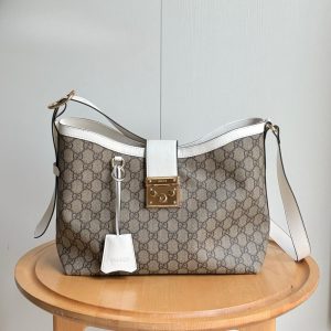 GUCCI PADLOCK GG MEDIUM SHOULDER BAG WHITE 29CM