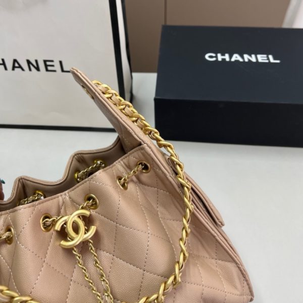 CHANEL 25 SMALL HANDBAG GRAINED AND GOLD TONE METAL BEIGE 25CM