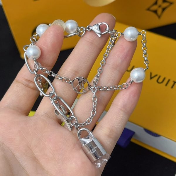 LOUIS VUITTON LV MIX CHAINS ARMBAND SILVER M1380A