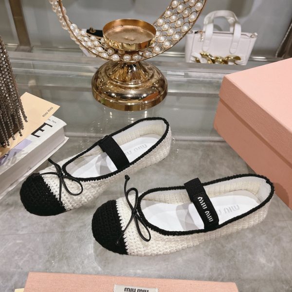 MIUMIU CROCHET KNIT BALLERINA SHOES WHITE 5F138E 2CQ2 F0C56 F 005