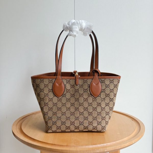 GUCCI TOTISSIMA SMALL REVERSIBLE TOTE BAG BROWN 21CM 839124 AAFEQ 2743
