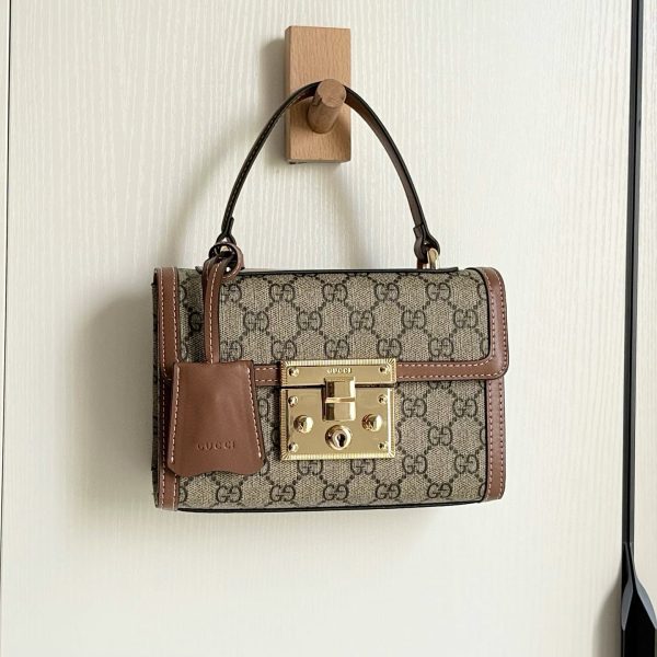 GUCCI PADLOCK SMALL TOP HANDLE BAG BROWN 20CM ‎838999 FAD6L 9758