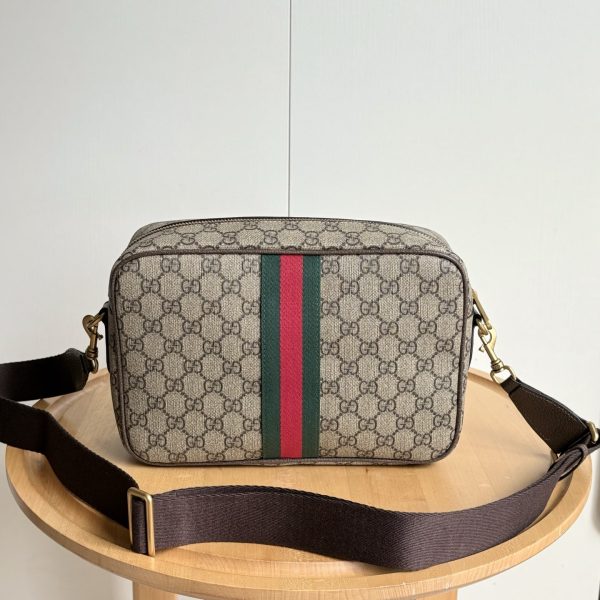 GUCCI OPHIDIA MEDIUM CROSSBODY BAG BEIGE AND DARK BROWN 28CM 834468 FAEOF 9745