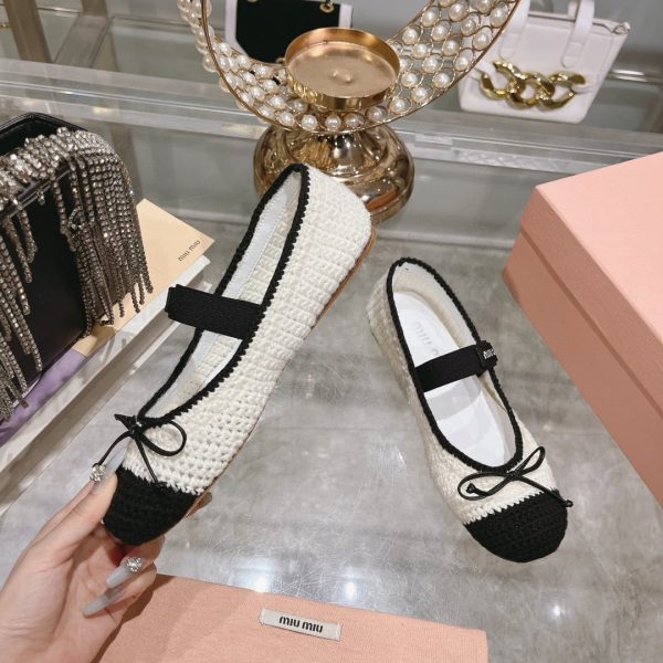 MIUMIU CROCHET KNIT BALLERINA SHOES WHITE 5F138E 2CQ2 F0C56 F 005
