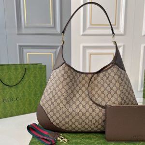 GUCCI B LARGE SHOULDER BAG BEIGE AND DARK GREY 50CM