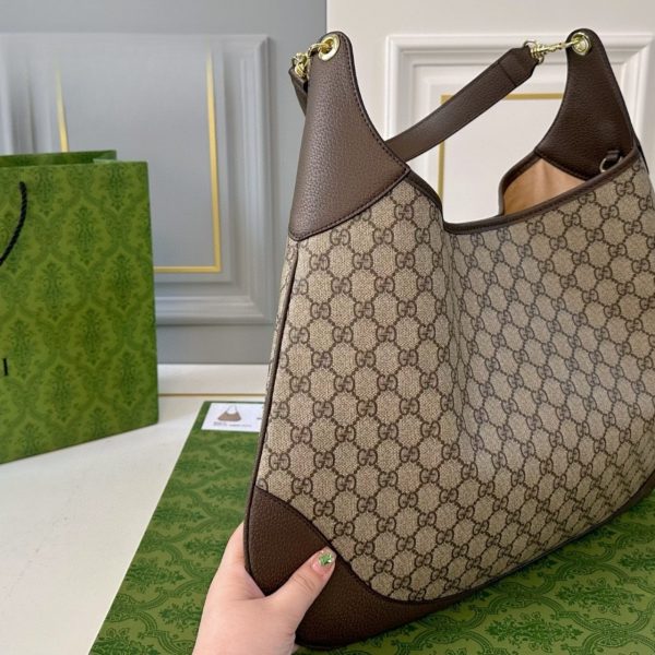 GUCCI B LARGE SHOULDER BAG BEIGE AND DARK GREY 50CM