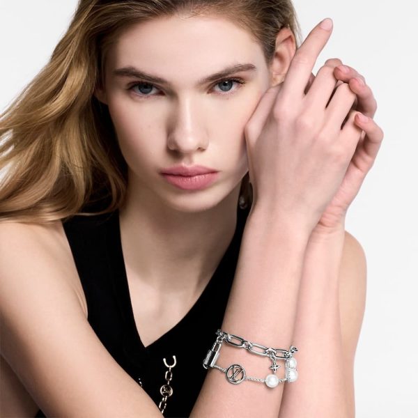 LOUIS VUITTON LV MIX CHAINS ARMBAND SILVER M1380A