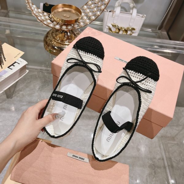 MIUMIU CROCHET KNIT BALLERINA SHOES WHITE 5F138E 2CQ2 F0C56 F 005