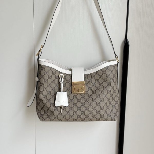 GUCCI PADLOCK GG MEDIUM SHOULDER BAG WHITE 29CM