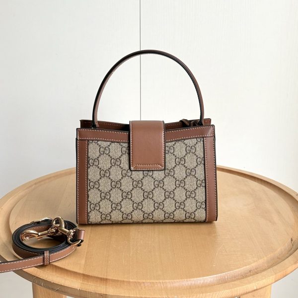 GUCCI PADLOCK SMALL TOP HANDLE BAG BEIGE AND DARK BROWN 20CM ‎‎841653 FAD6L 9758