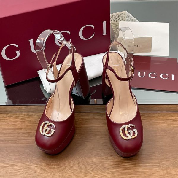 GUCCI Women’s platform pump with crystal Double G