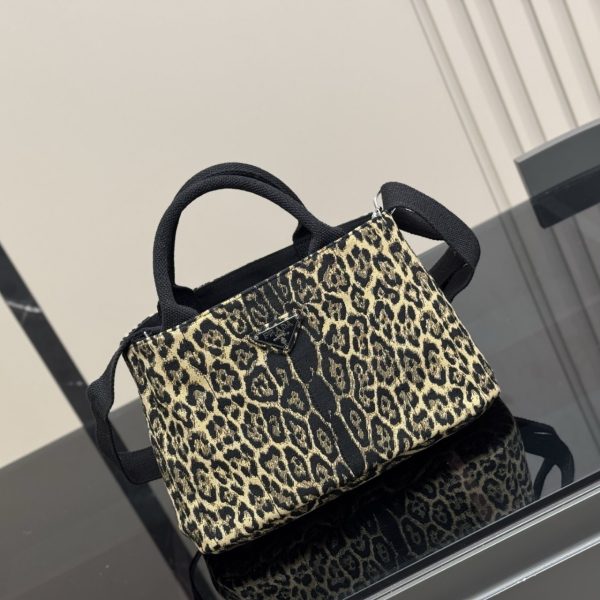 PRADA LEOPARD PRINT CANAPA CANVAS BROWN 30CM