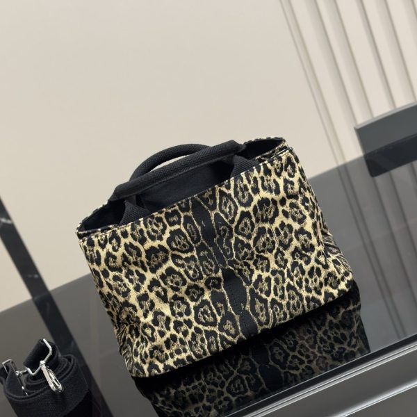 PRADA LEOPARD PRINT CANAPA CANVAS BROWN 30CM