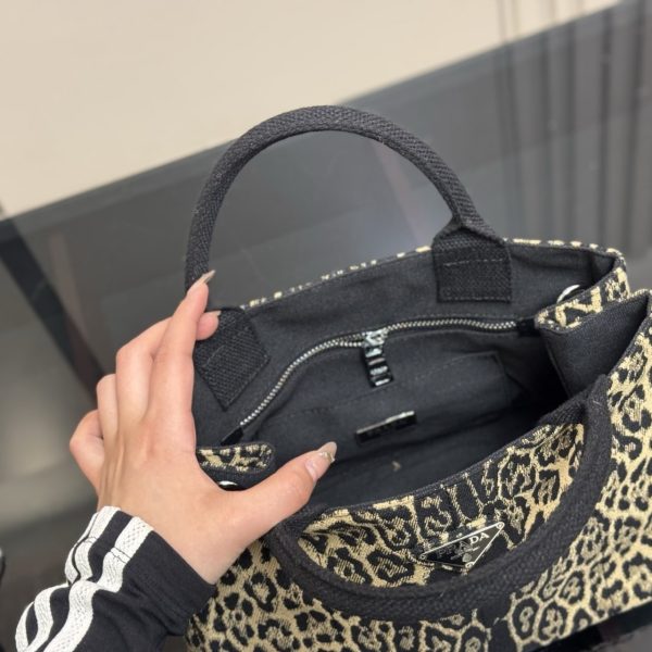 PRADA LEOPARD PRINT CANAPA CANVAS BROWN 30CM