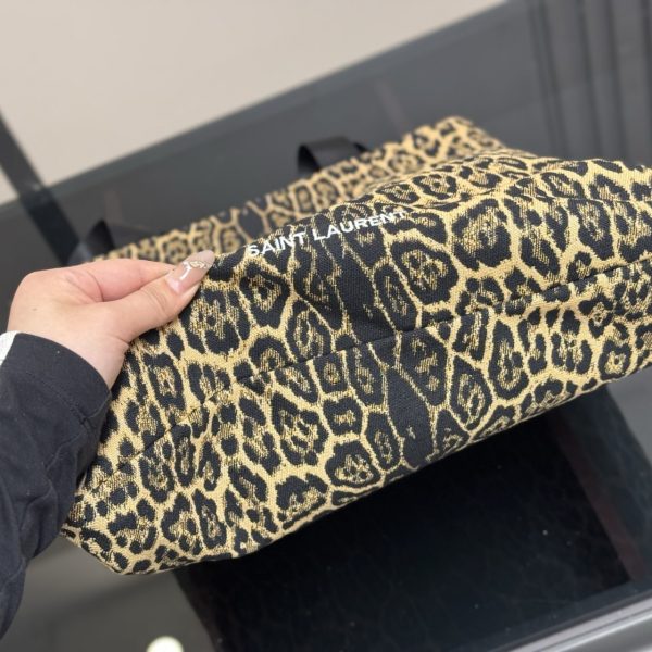 SAINT LAURENT LEOPARD PRINT TOTE BAG 46CM