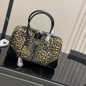 PRADA LEOPARD PRINT HANDLE BAG 34CM