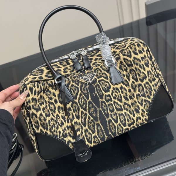 PRADA LEOPARD PRINT HANDLE BAG 34CM