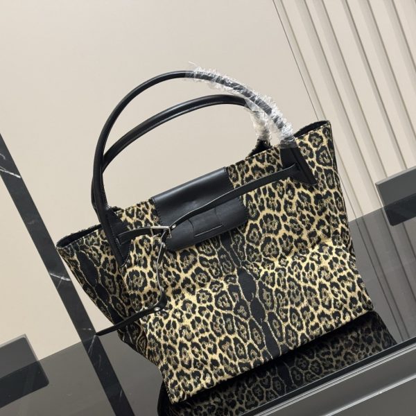 CELINE LEOPARD PRINT CANVAS TOTE BAG 32CM