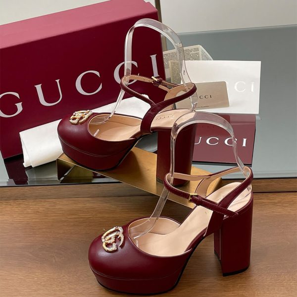 GUCCI Women’s platform pump with crystal Double G