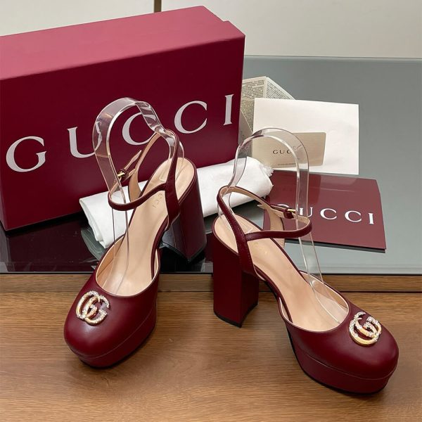 GUCCI Women’s platform pump with crystal Double G