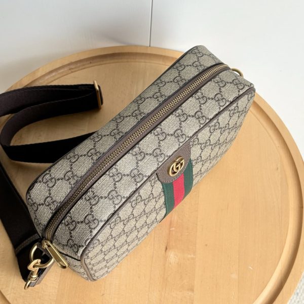 GUCCI OPHIDIA MEDIUM CROSSBODY BAG BEIGE AND DARK BROWN 28CM 834468 FAEOF 9745