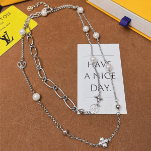 LOUIS VUITTON LV MIX CHAINS NECKLACE SILVER M02516
