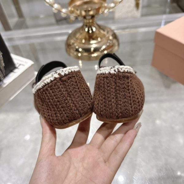MIUMIU CROCHET KNIT BALLERINA SHOES COCOA IVORY 5F138E 2CQ2 F0CMS F 005