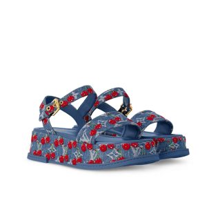 LOUIS VUITTON X TAKASHI MAYA PLATFORM SANDAL MONOGRAM CHERRY DENIM 1AHNYD
