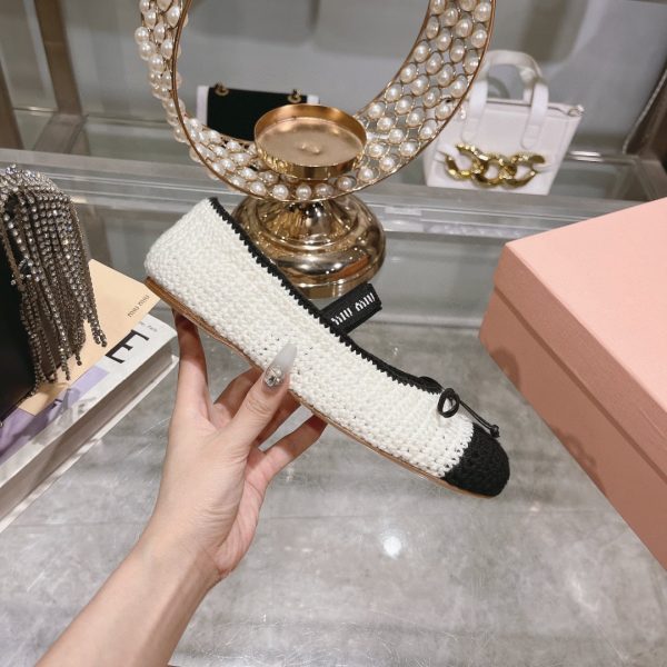MIUMIU CROCHET KNIT BALLERINA SHOES WHITE 5F138E 2CQ2 F0C56 F 005