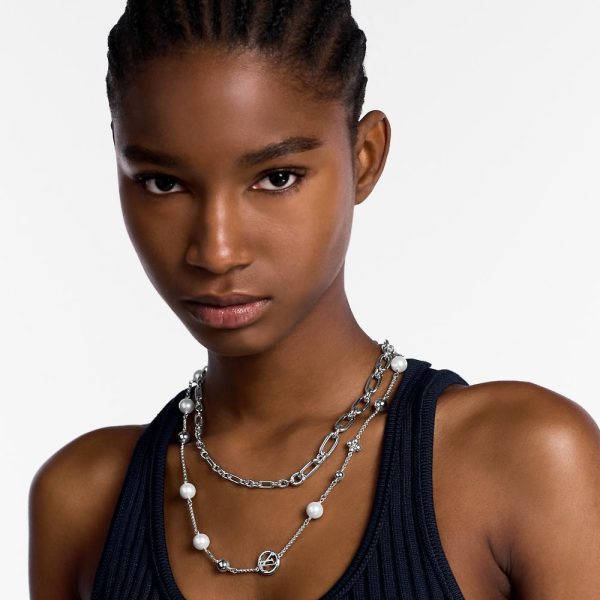 LOUIS VUITTON LV MIX CHAINS NECKLACE SILVER M02516