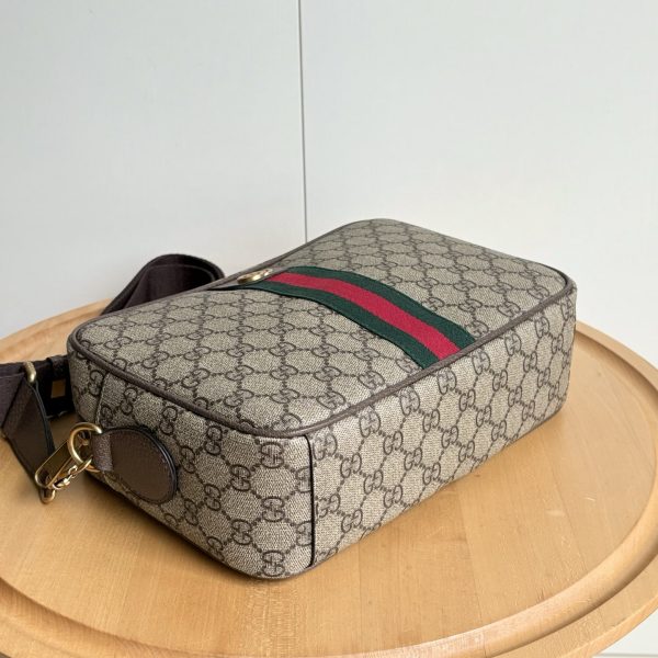 GUCCI OPHIDIA MEDIUM CROSSBODY BAG BEIGE AND DARK BROWN 28CM 834468 FAEOF 9745