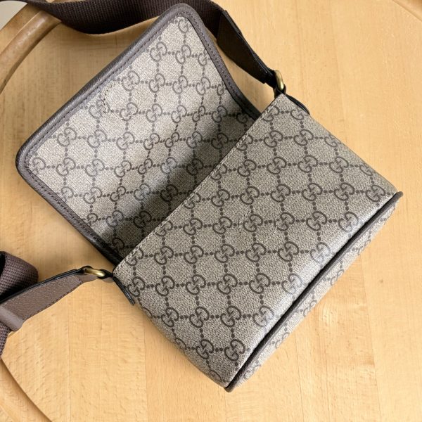 GUCCI OPHIDIA MINI BAG BEIGE AND DARK BROWN 18CM ‎838599 FAEOF 9745