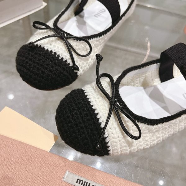 MIUMIU CROCHET KNIT BALLERINA SHOES WHITE 5F138E 2CQ2 F0C56 F 005
