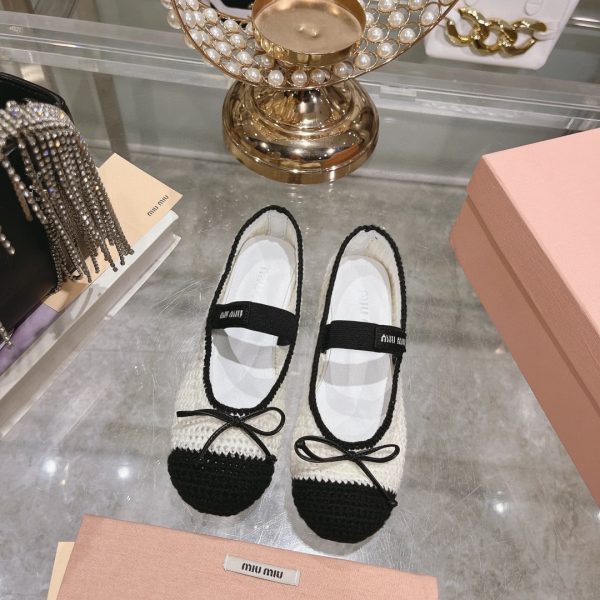MIUMIU CROCHET KNIT BALLERINA SHOES WHITE 5F138E 2CQ2 F0C56 F 005
