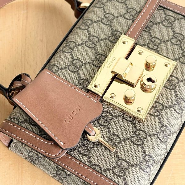 GUCCI PADLOCK SMALL TOP HANDLE BAG BROWN 20CM ‎838999 FAD6L 9758