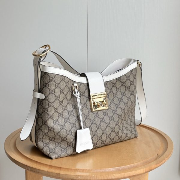 GUCCI PADLOCK GG MEDIUM SHOULDER BAG WHITE 29CM