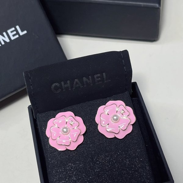 CHANEL CAMELLIA EARRINGS PINK ABG218 B21624 U3368