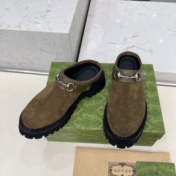 GUCCI WOMEN MULE WITH HORSEBIT DARK GREEN ‎835829 AAE3R 3037