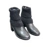 CHANEL LEATHER KNIT BOOTS BLACK