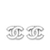 CHANEL 25S EARRINGS WHITE SILVER METAL ABF565 B20465 U0776