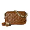 GG EMBLEM SMALL SHOULDER BAG LIGHT BROWN 20CM